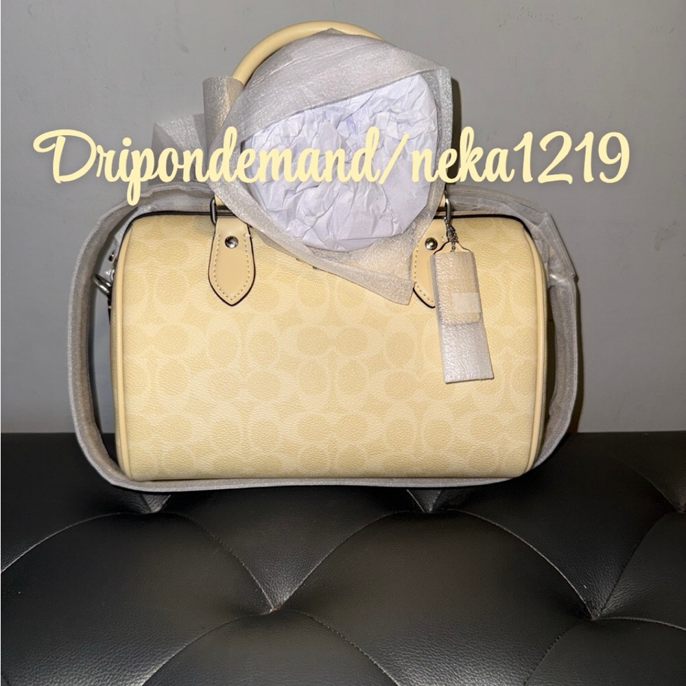 Coach Rowan Satchel Bag In Signature Canvas- Silver/Hay